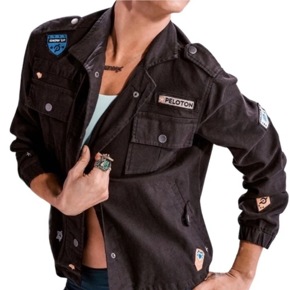 Chaser x Peloton Womens Utility Jacket Charcoal Grey Patch Field Coat XS New